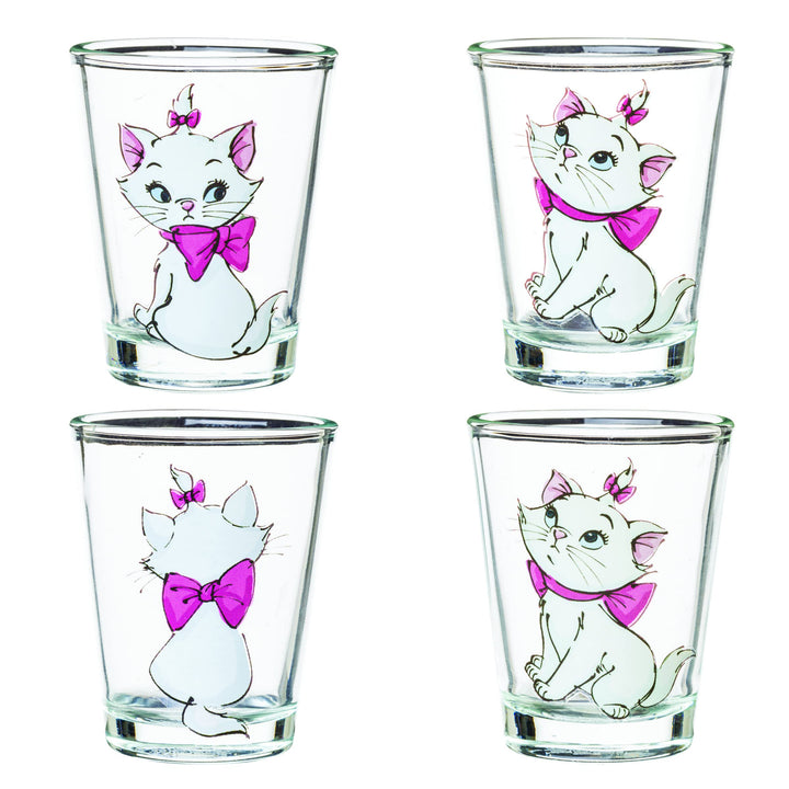 Silver Buffalo Aristocats Marie Poses 4-Pack Mini Glass Set, 1.5 Ounces