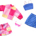 Barbie Fashions 2-Pack Clothing Set, 2 Outfits Doll Include Pink & Blue Inspired Skirt, Shorts, 2 Tops & 2 Accessories