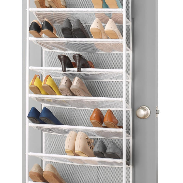 Whitmor 36 Pair Over-The-Door Rack-Gunmetal Gray Shoe Organizer Shoe Rack Gunmetal