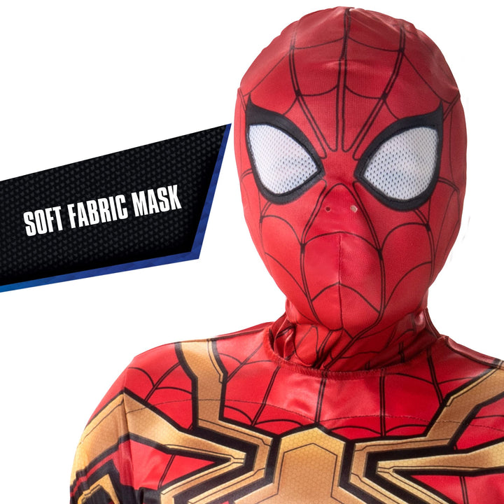 Marvel Integrated Spider-Man Official Youth Halloween Costume - Premium Quality Padded Jumpsuit with Pull On Fabric Mask Small