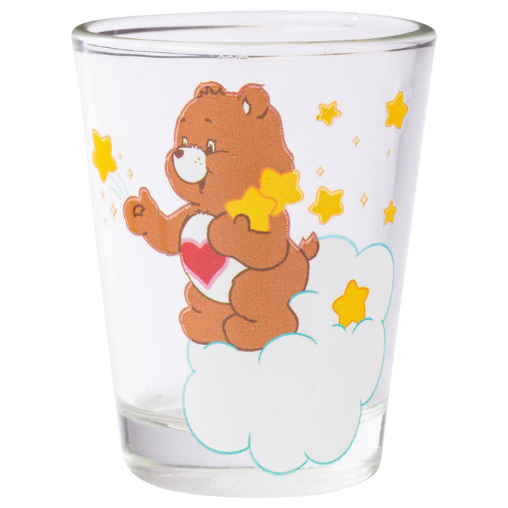 Silver Buffalo Care Bears Clouds 4-Pack Mini Glass Set, 1.5 Ounces