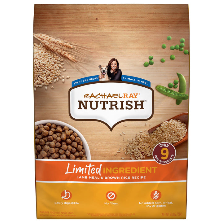 Rachael Ray Nutrish Limited Ingredient Dog Food, Lamb Meal & Brown Rice Recipe, 28 lb. Bag Dry Food 28 Pound (Pack of 1)