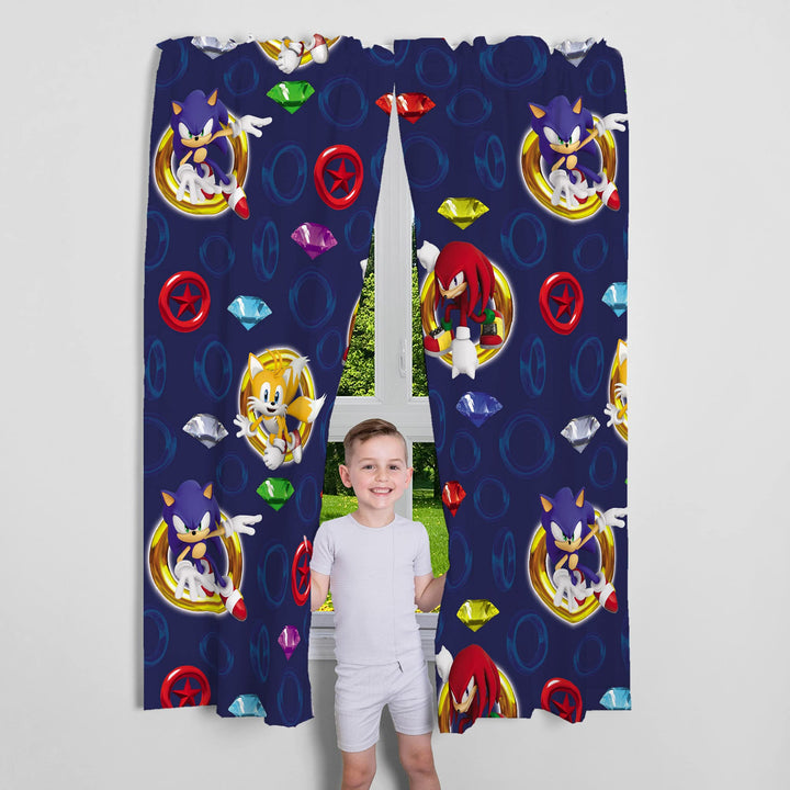 Franco Kids Room Window Curtains Drapes Set, 82 in x 63 in, Sonic The Hedgehog, Anime