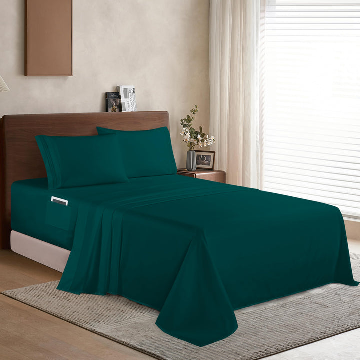 Elegant Comfort Luxury 1500 Premium Hotel Quality Microfiber 4-Piece Sheet Set - Soft, All Around Elastic 18-24 Inches Deep Fitted Sheet - Extra Deep Pocket Sheets, Full, Sage/Green Full - EXTRA DEEP Pocket