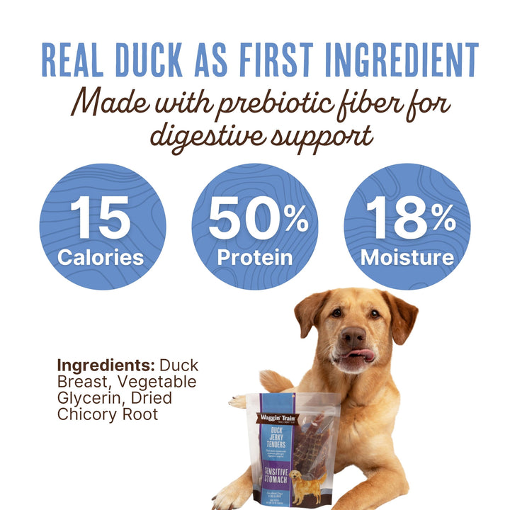 Waggin' Train Duck Jerky Tenders for Sensitive Stomach for Dogs - 12 oz Pouch - Grain Free, High Protein Dog Treat