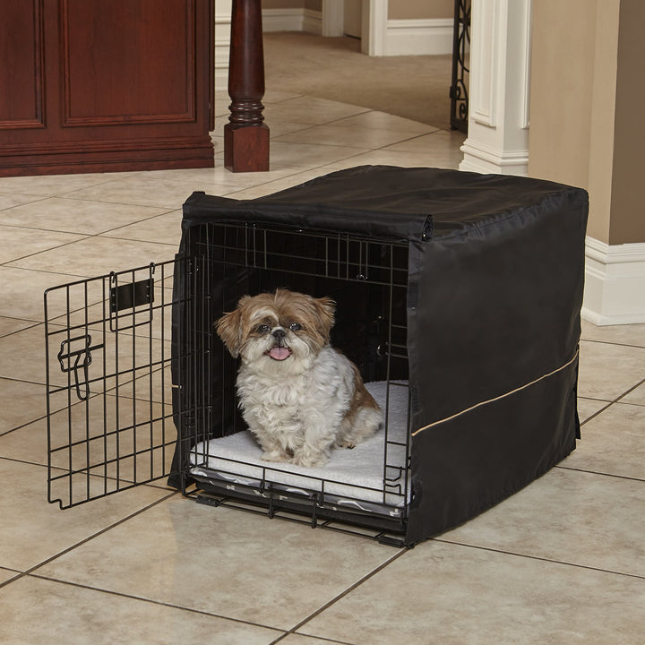 MidWest Homes for Pets Dog Crate Cover, Privacy Dog Crate Cover Fits MidWest Dog Crates, Machine Wash & Dry(Black) Black 24-Inch