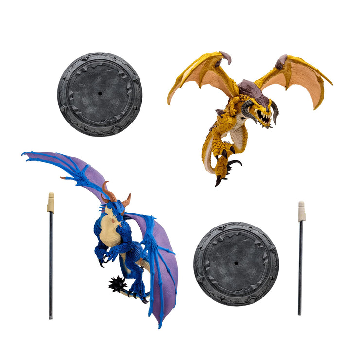 WORLD OF WARCRAFT McFarlane Toys Bronze Proto-Drake and Blue Highland Drake 2pk 1:12 Scale Posed Figures, Gold Label,  Exclusive