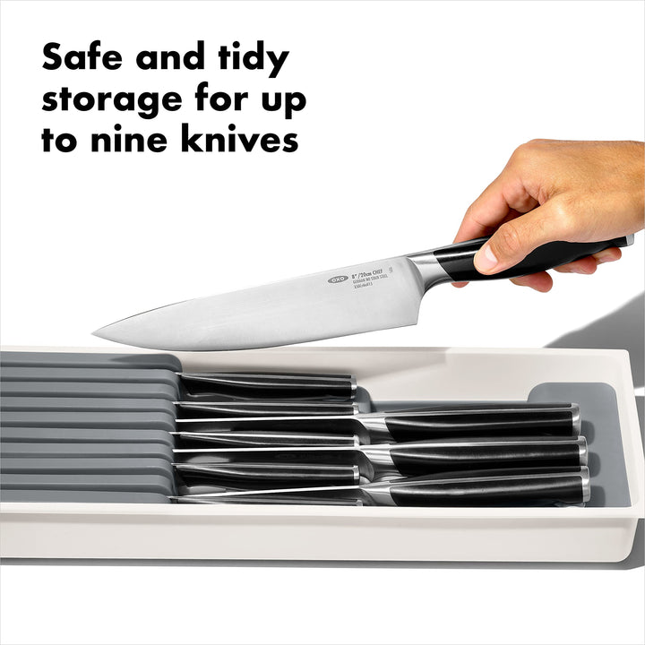 OXO Good Grips Kitchen Drawer, Compact Knife Organizer, White