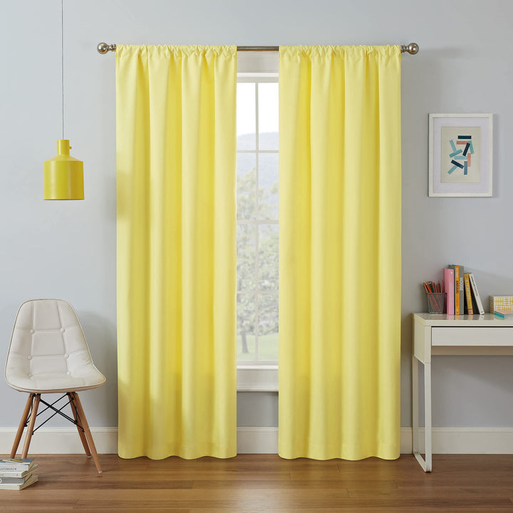 ECLIPSE Kendall Modern Blackout Thermal Rod Pocket Window Curtain for Bedroom or Living Room (1 Panel), 42 X 54, Lemon