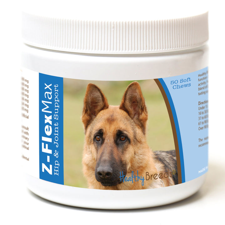 Healthy Breeds German Shepherd Z-Flex Max Hip and Joint Soft Chews 50 Count 50 Ct German Shepherd, Brown