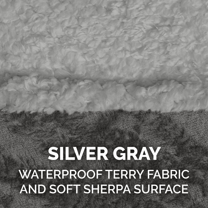 Furhaven Waterproof & Self-Warming Throw Blanket for Dogs & Indoor Cats, Washable & Reflects Body Heat - Soft-Edged Terry & Sherpa Dog Blanket - Silver Gray, Large Blanket - Soft Edged Terry & Sherpa (Silver Gray) Self-Warming & Waterproof