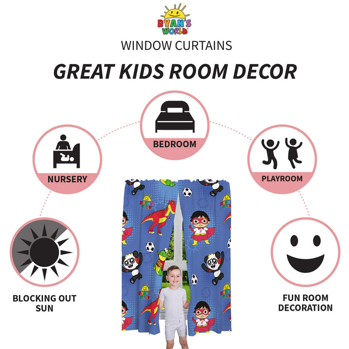 Franco Kids Room Window Curtains Drapes Set, 82 in x 63 in, Ryan's World