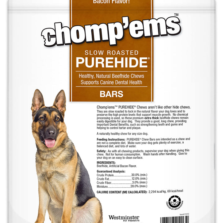 CHOMP 'EMS Ruffin' It 21013 Purehide Dog Chew, Size 12 Purehide Bars 12oz