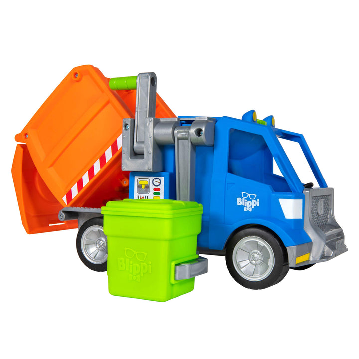 Blippi Recycling Truck - Includes Character Figure, Working Lever, 2 Trash Cubes, 2 Recycling Bins - Sing Along with Popular Catchphrases - Educational Toys for Kids - Exclusive