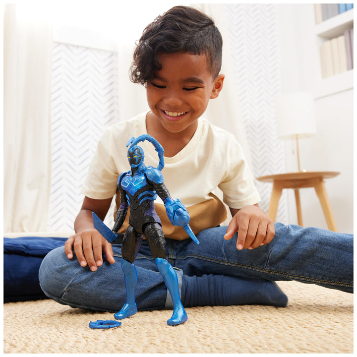 DC Comics, Battle-Mode Blue Beetle Action Figure, 12-inch, Lights & Sounds, Easy to Pose, Movie Superhero Kids Toys for Boys & Girls, Ages 4+ Medium