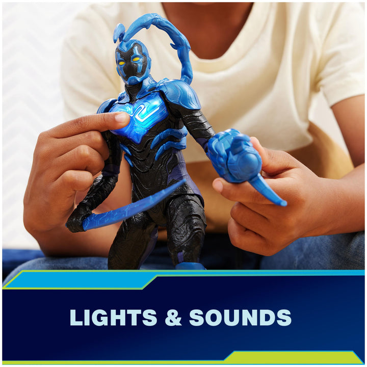 DC Comics, Battle-Mode Blue Beetle Action Figure, 12-inch, Lights & Sounds, Easy to Pose, Movie Superhero Kids Toys for Boys & Girls, Ages 4+ Medium