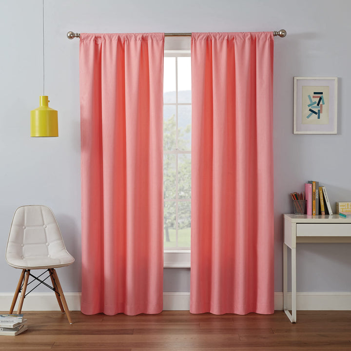 ECLIPSE Kendall Blackout Thermal Rod Pocket Window Curtain for Bedroom or Living Room (1 Panel), 42 in x 84 in, Coral