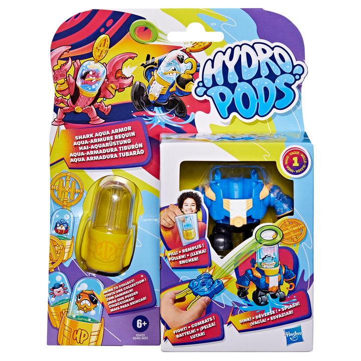 Hasbro Hydro Pods Shark Aqua Armor, Mech Suit Battle Set, Water Activated Surprise Pirate Toys for 6 Year Old Boys & Girls