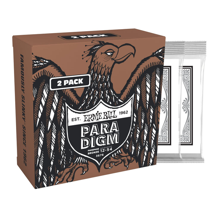 Ernie Ball Medium Light Paradigm Phosphor Bronze Acoustic Guitar Strings  Exclusive 2 Pack 12-54 (P03676) Medium Light 12-54 2-Pack