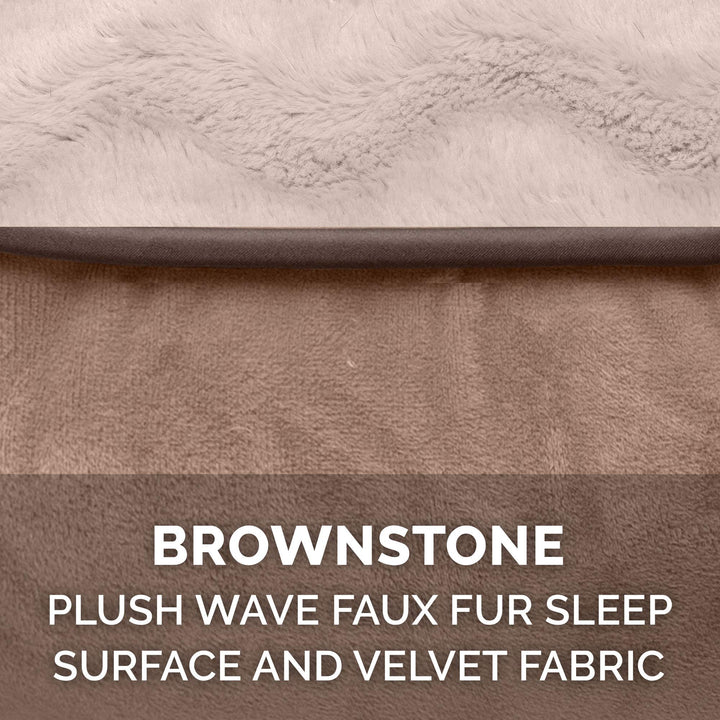Furhaven Replacement Dog Bed Cover Perfect Comfort Plush & Velvet Waves Sofa-Style, Machine Washable - Brownstone, Jumbo (X-Large) Cover Only 40.0"L x 32.0"W x 0.3"Th Sofa - Plush & Velvet Waves (Brownstone)
