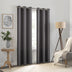 Eclipse Kendall Solid Textured Blackout Thermal Insulated Lining Grommet Window Curtain for Bedroom (1 Panel), 42 in x 84 in, Charcoal