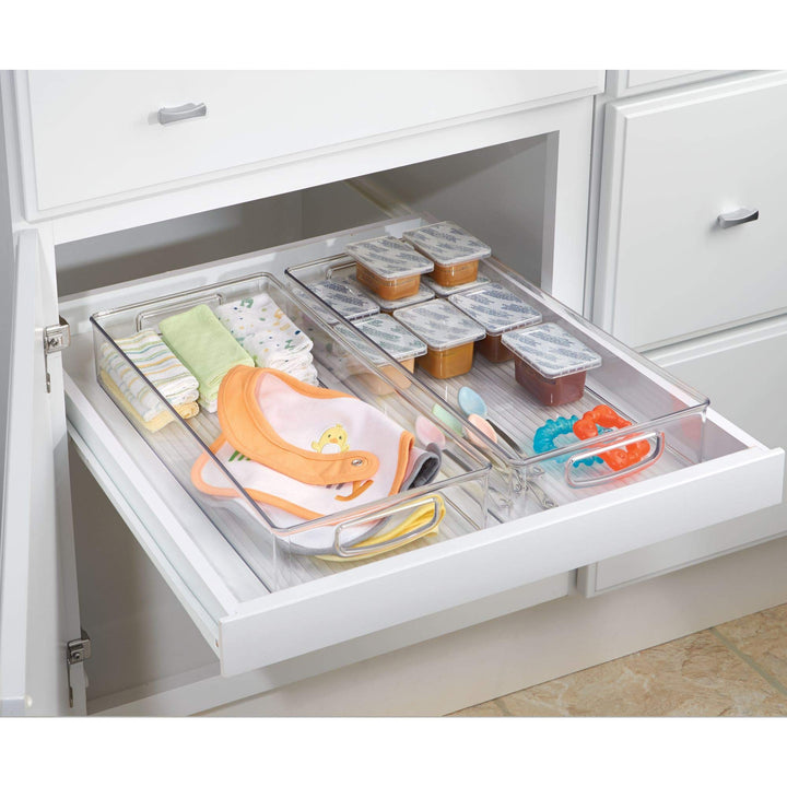 iDesign BPA-Free Plastic Pantry and Kitchen Storage, Freezer and Fridge Organizer Bin with Easy Grip Handles – 16” x 8” x 3”, Clear Large