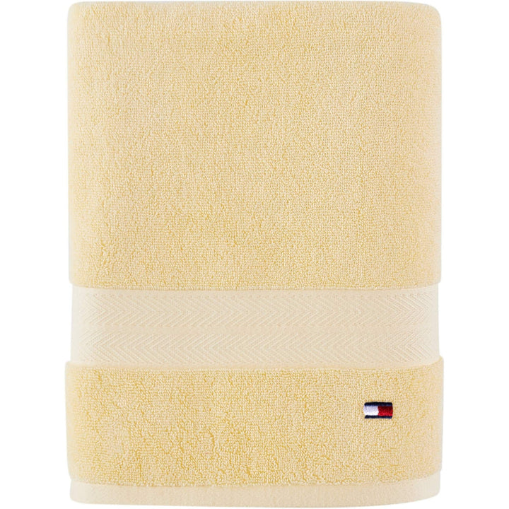 Tommy Hilfiger Modern American Solid Bath Towel, 30 X 54 Inches, 100% Cotton 574 GSM (Sunshine) Light Yellow