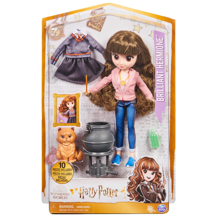 Wizarding World Harry Potter, 8-inch Brilliant Hermione Granger Doll Gift Set with 5 Accessories and 2 Outfits, Kids Toys for Ages 5 and up