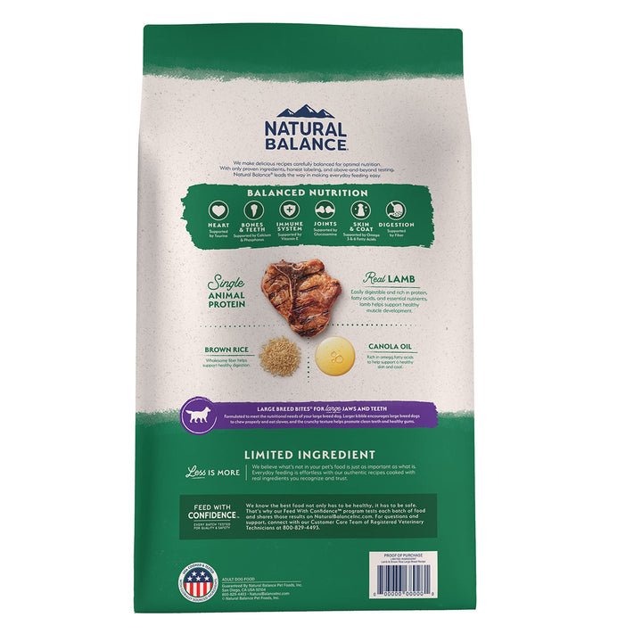 Natural Balance Limited Ingredient Large Breed Adult Dry Dog Food with Healthy Grains, Lamb & Brown Rice Recipe, 12 Pound (Pack of 1) 12 Pound (Pack of 1)