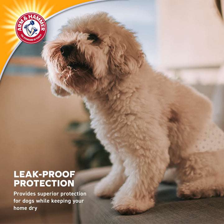 Arm & Hammer For Pets Male Dog Wraps, Medium 12 Ct | Ultra-Absorbent, Adjustable Male Dog Diapers with Leak-Proof Protection & Wetness Indicator | Arm & Hammer Baking Soda Enhanced for Odor Control Male Wraps Medium (12 Count)