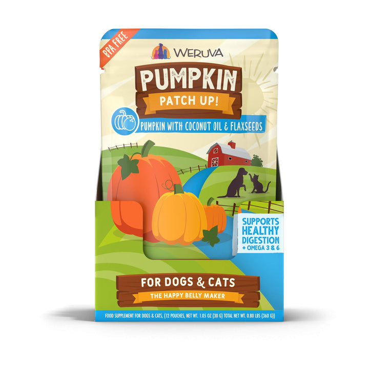 Weruva Pumpkin Patch Up! Pumpkin Pouches for Dogs & Cats Pumpkin with Coconut Oil & Flaxseeds 1.05 Ounce (Pack of 12)