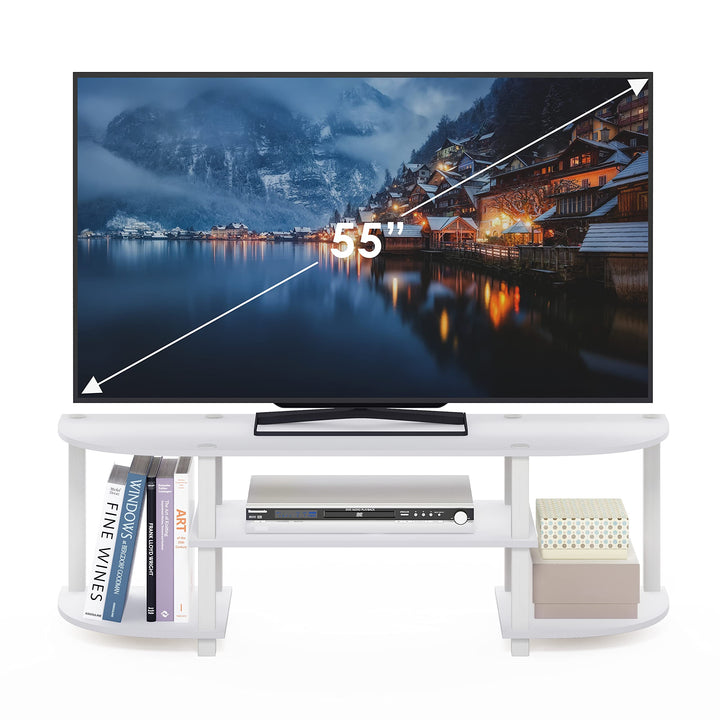 Furinno Turn-S-Tube Wide TV Entertainment Center, Sonoma Oak/White, 47. 25x13. 4x15. 9 4-Tiers with Round Corner