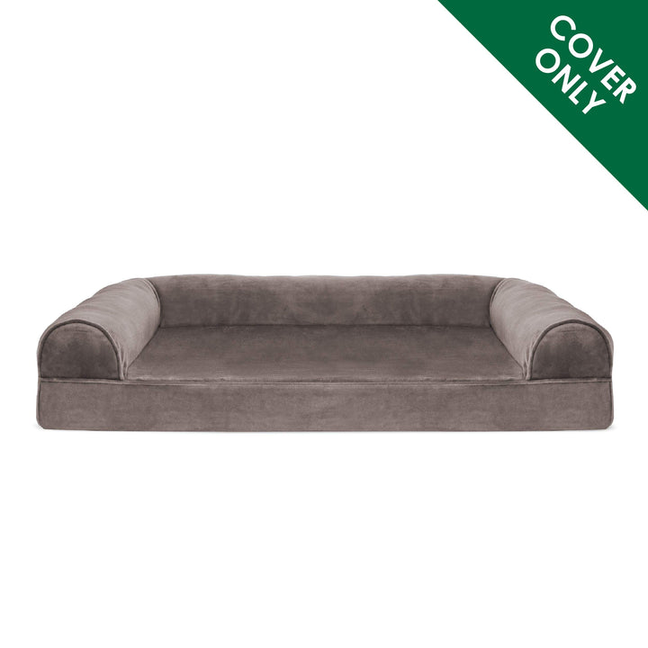 Furhaven Replacement Dog Bed Cover Faux Fur & Velvet Sofa-Style, Machine Washable - Driftwood Brown, Large Cover Only 36.0"L x 27.0"W x 0.3"Th (Faux Fur & Velvet) Driftwood Brown