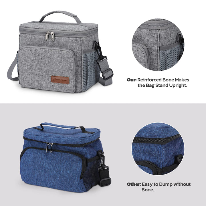 Maelstrom Lunch Box for Men,Insulated Lunch Bag Women/Men,Leakproof Lunch Cooler Bag, Lunch Tote Bag 4.New Single Layer - Grey 4.New Single-Layer (8L/12cans)