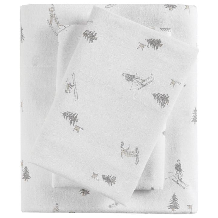 Sleep Philosophy True North Cozy Flannel Warm 100% Cotton Sheet - Novelty Print Animals Stars Cute Ultra Soft Cold Weather Bedding Set, Queen, Aqua Dots 4 Piece