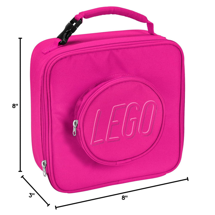 LEGO Orange Brick Lunch Box, Durable and Insulated, with Zipper Pocket and Mesh Lining, for Kids and Adults