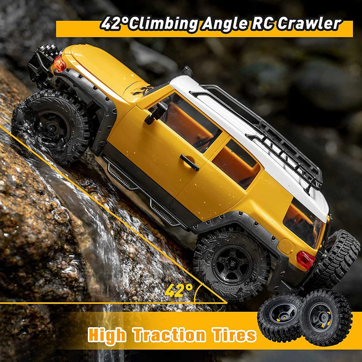 WOWRC FMS 1:18 TOYOTA FJ CRUISER Official RTR Remote Control Car RTR Vehicle Models with Intelligent Lighting 3-Ch 2.4GHz Transmitter for Adults Kids (FJ Cruiser)