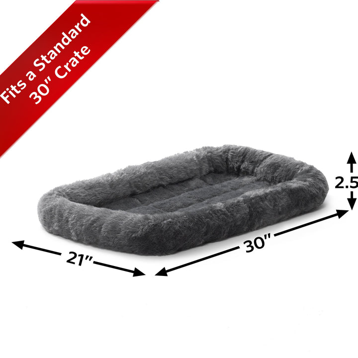 MidWest Homes for Pets Homest for Pets Bolster Dog Bed 30L-Inch Gray Dog Bed or Cat Bed w/ Comfortable Bolster | Ideal for Medium Dog Breeds & Fits a 30-Inch Dog Crate | Machine Wash & Dry