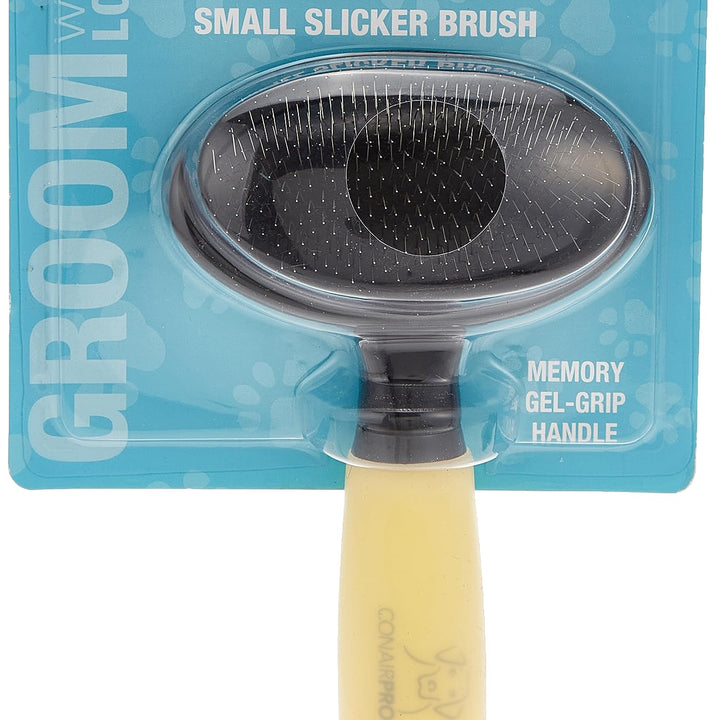 CONAIRPRO dog & cat Dog Brush for Shedding, Small Slicker Brush with Metal Pins, Ideal for Smaller Breeds, Yellow