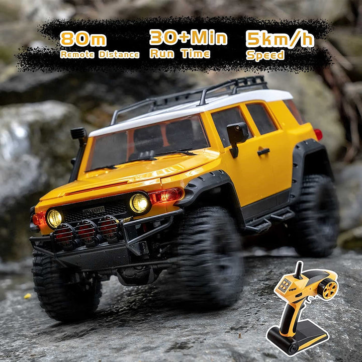 WOWRC FMS 1:18 TOYOTA FJ CRUISER Official RTR Remote Control Car RTR Vehicle Models with Intelligent Lighting 3-Ch 2.4GHz Transmitter for Adults Kids (FJ Cruiser)