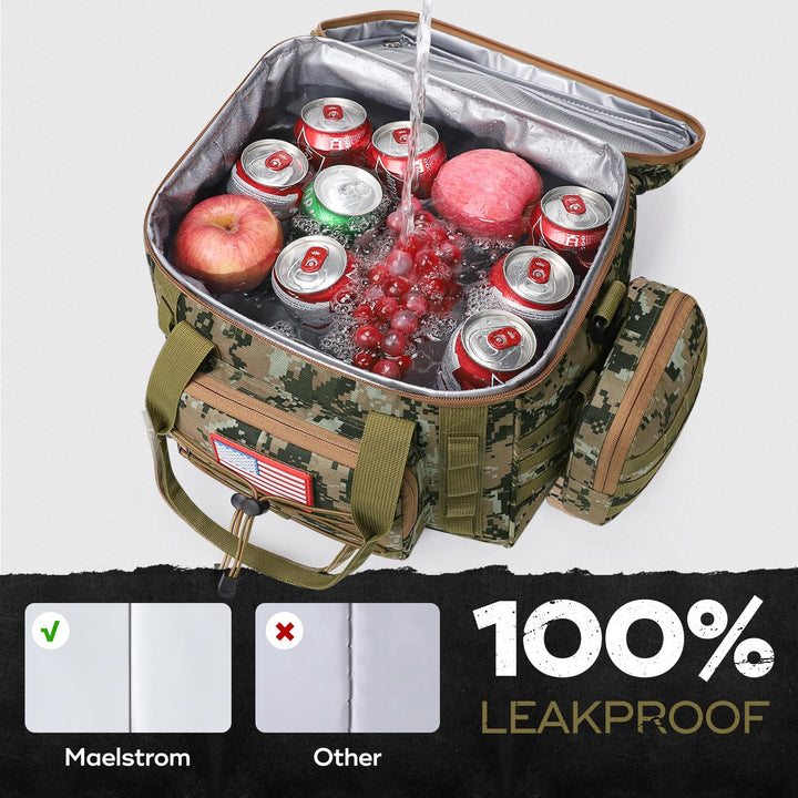 Maelstrom Large Tactical Lunch Box for Men,Insulated Lunch Bag, Leakproof Soft Cooler Bags with Detachable MOLLE Bag,Durable Lunch Tote for Adult Women Work,Picnic,30 Cans/20 L, Camouflage 20L