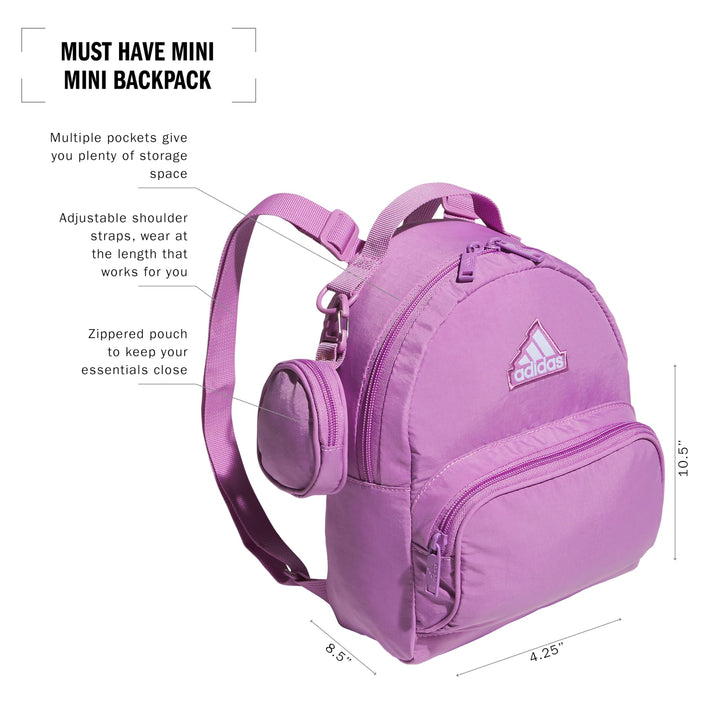 adidas Must Have Mini Backpack, Small Festivals and Travel, Preloved Purple, One Size