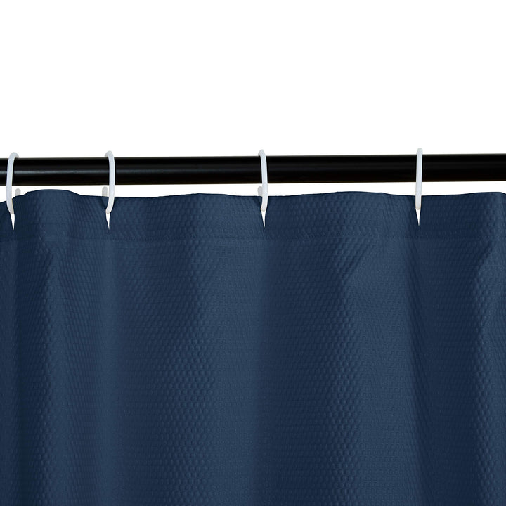 Basics Waffle Weave Shower Curtain, 72" x 72", Navy Blue Waffle Texture