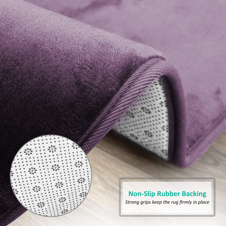 Clara Clark 3 Piece Bathroom Rugs Bath Mat Set, Velvet Memory Foam Bath Mats for Bathroom - Non-Slip, PVC Backing Bath Rugs, Washable Bathroom Rug Mats - Dries Quickly, Lavender Bathroom Rug Set Solid 3 Piece Set Lavender Dream