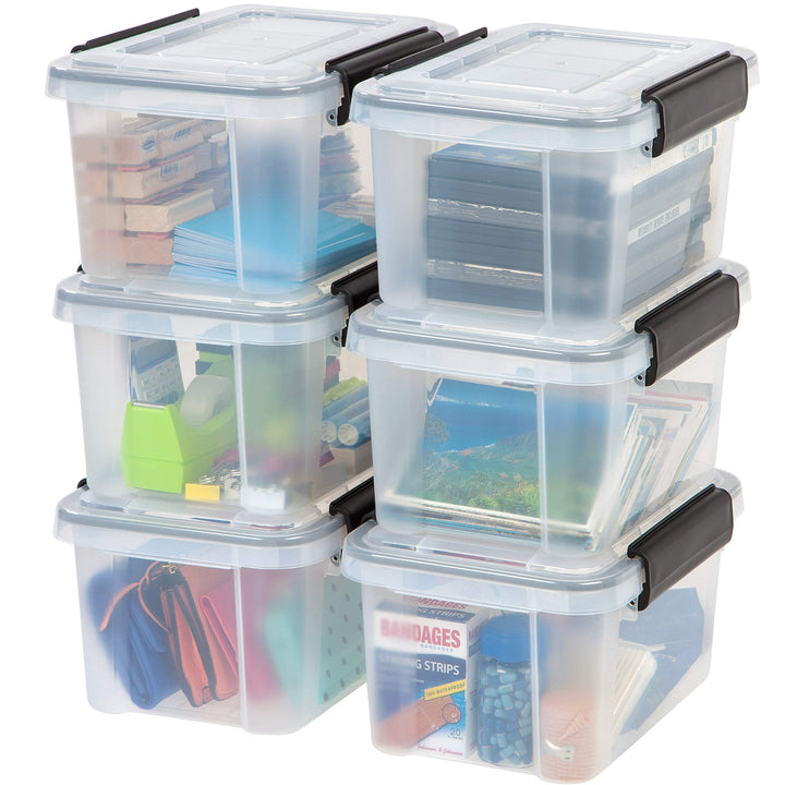 IRIS USA 54 Quart Stackable Plastic Storage Bins with Lids and Latching Buckles, 6 Pack - Pearl, Containers with Lids and Latches, Durable Nestable Closet, Garage, Totes, Tubs Boxes Organizing Latching Lid 54 Qt. - 6 Pack