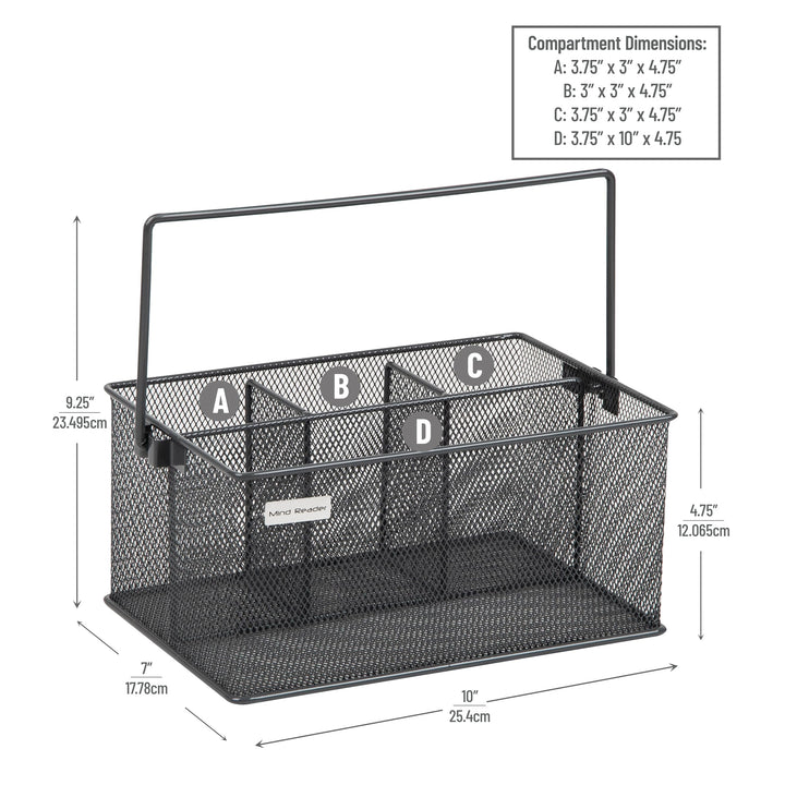 Mind Reader Utensil Holder, Silverware Organizer, Caddy, Cutlery Holder, Kitchen, Metal Mesh, 10"L x 7"W x 4.75"H, Gray Single