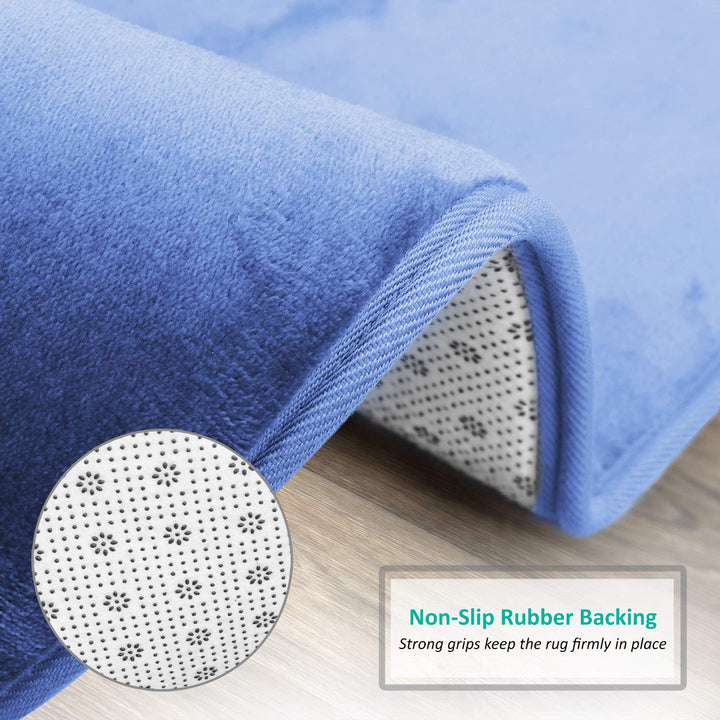 Clara Clark Bathroom Rugs, Velvet Memory Foam Bath Mat, Non-Slip, Machine Washable Bath Rugs - Dries Quickly, Ultra Soft Plush Bath Mats for Bathroom, 20 x 32, Calm Blue