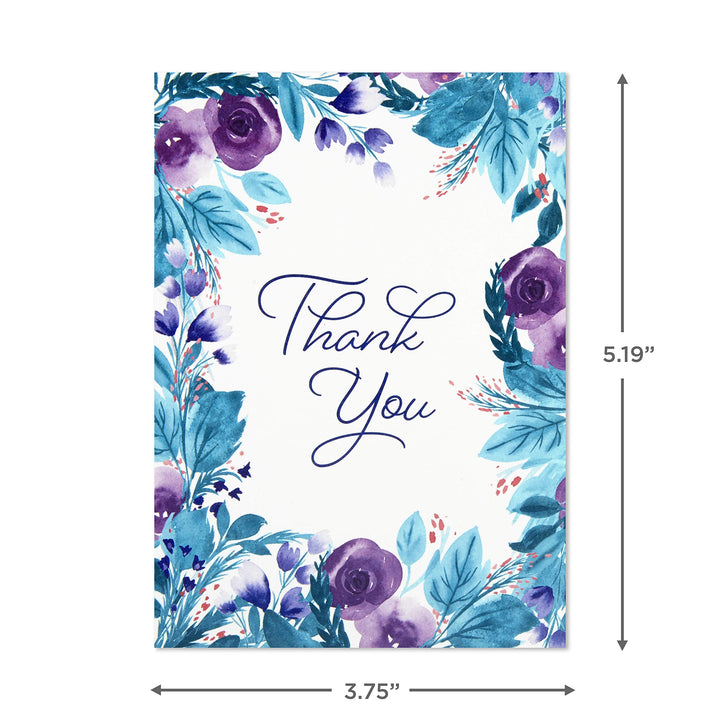 Hallmark Thank You Cards Assortment, Painted Flowers (48 Cards with Envelopes for Baby Showers, Wedding, Bridal Showers, All Occasion)