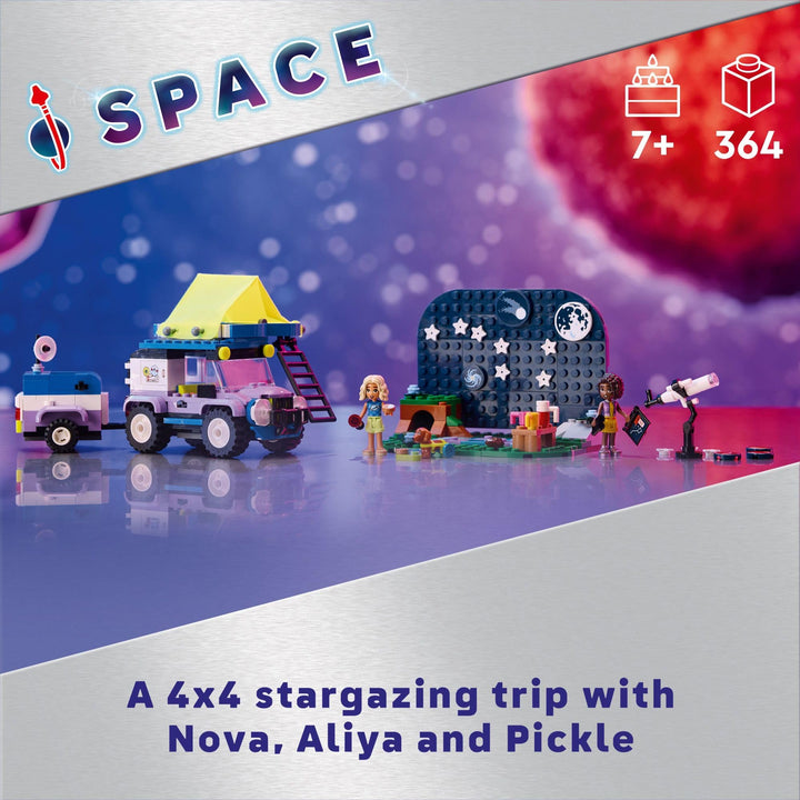 LEGO Friends Stargazing Camping Vehicle Adventure Toy, Includes 2 Mini-Dolls, Camping Trailer, Telescope Toy, and a Dog Figure, Science Toy Gift Idea for Girls, Boys and Kids Ages 7 and Up, 42603 Multicolor