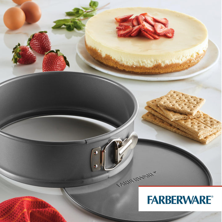 Farberware Bakeware Springform Baking Pan, Round Nonstick Cheesecake Pan - 9 Inch, Gray Dark Gray